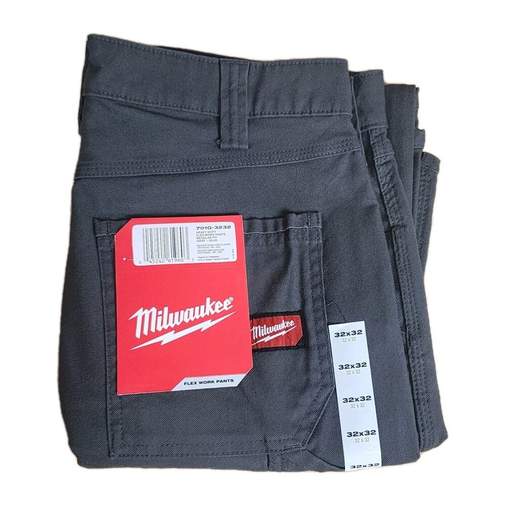 Milwaukee Heavy Duty Flex Work Pants Regular Fit Gray 32x32 NWT Men's